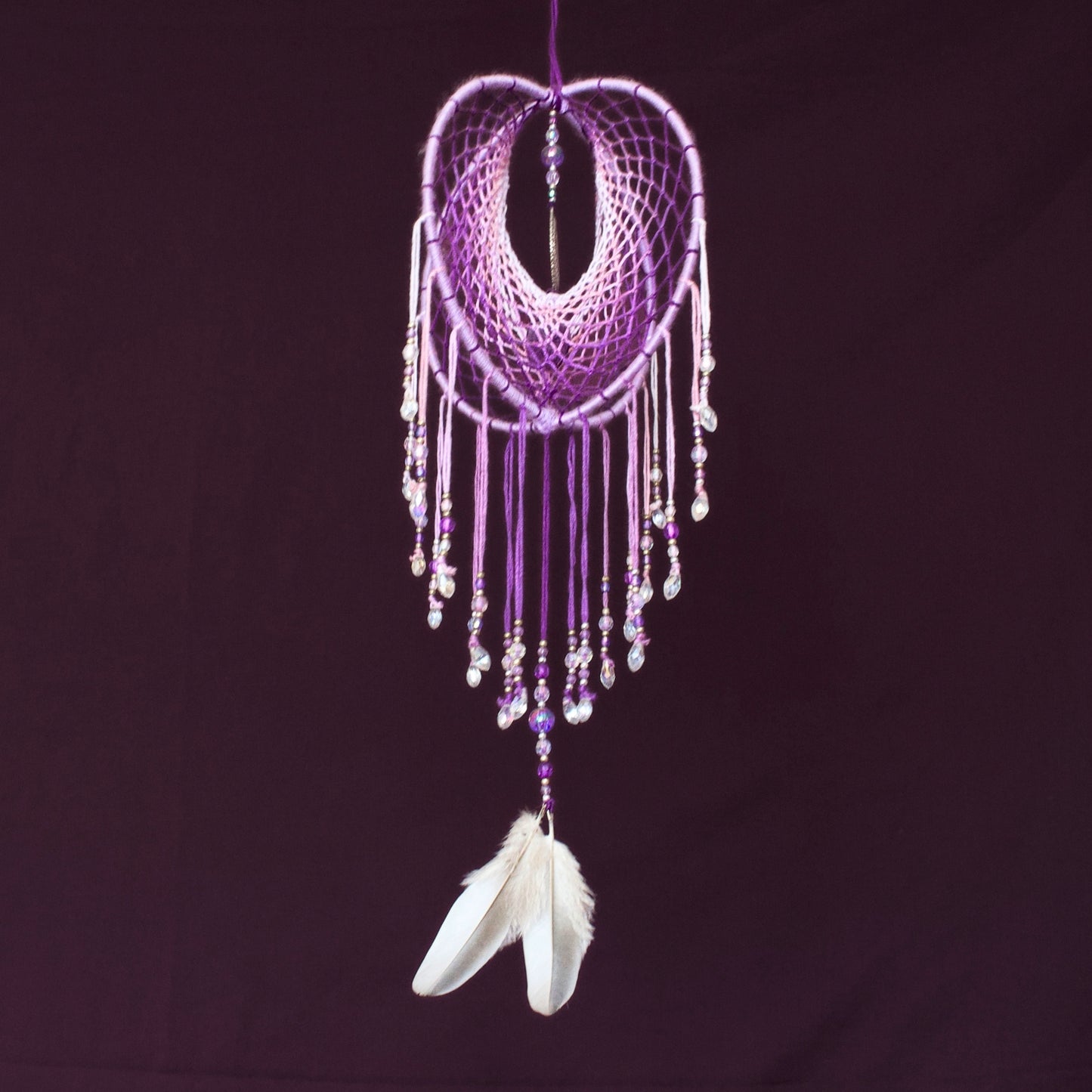 6" Amethyst & Sri Yantra Sacred Geometry Lilac 3D Dreamcatcher