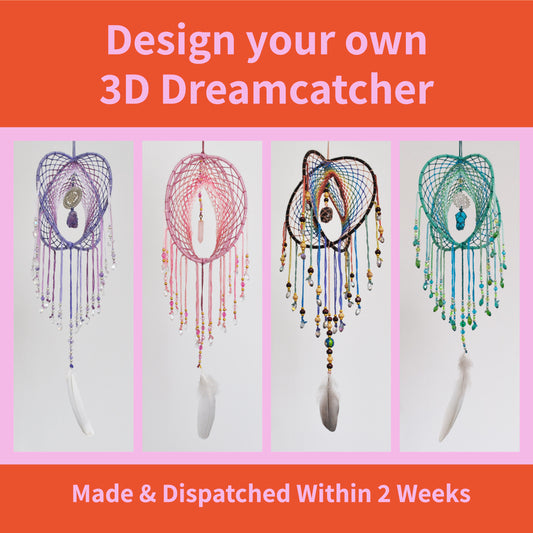 Custom 3D Dreamcatcher: Your own double dreamcatcher with feathers, crystals and sacred geometry charms