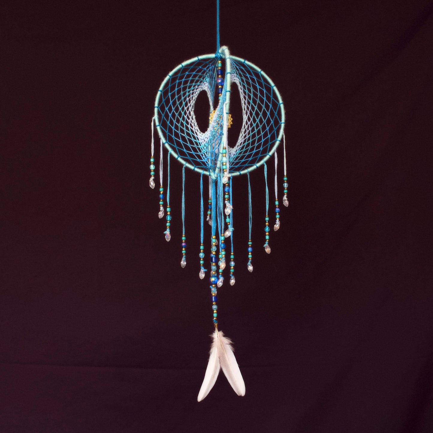 6" Blue Lace Agate & Seed of Life 3D Dreamcatcher Mobile