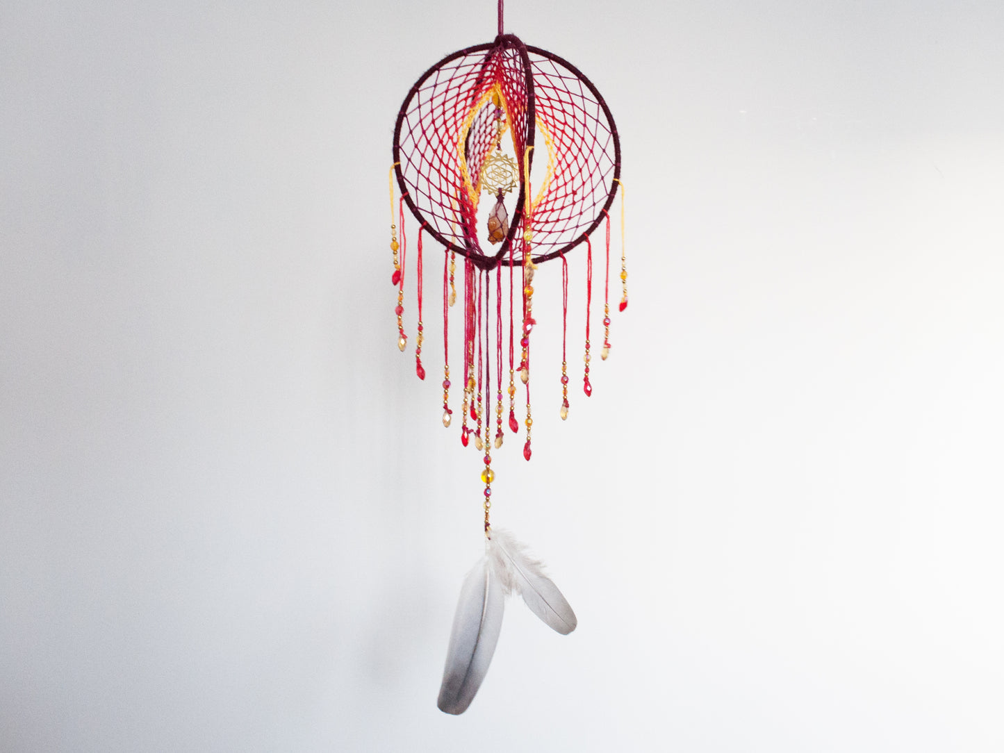 Custom 3D Dreamcatcher: Your own double dreamcatcher with feathers, crystals and sacred geometry charms