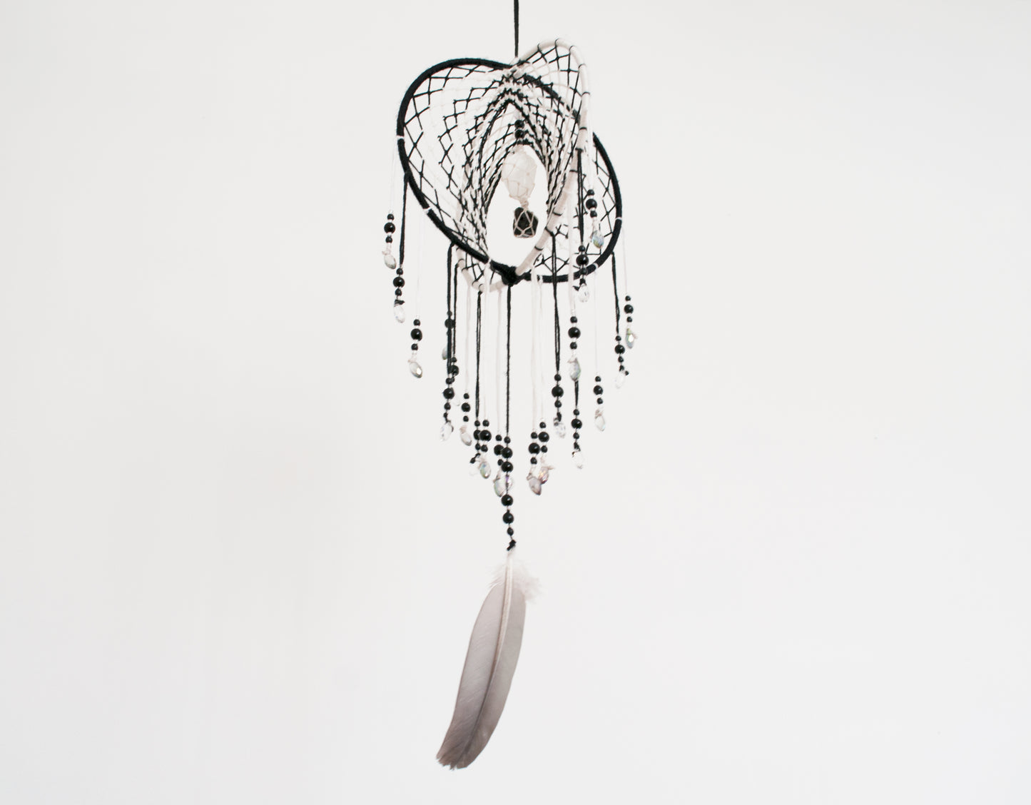 Custom 3D Dreamcatcher: Your own double dreamcatcher with feathers, crystals and sacred geometry charms