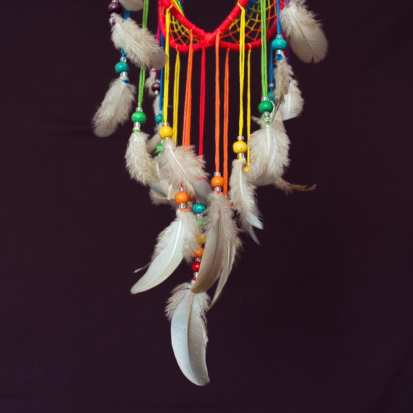 6" Rainbow Dreamcatcher Mobile with Clear Quartz Crystal Point - Channeling Light & Sweet Dreams