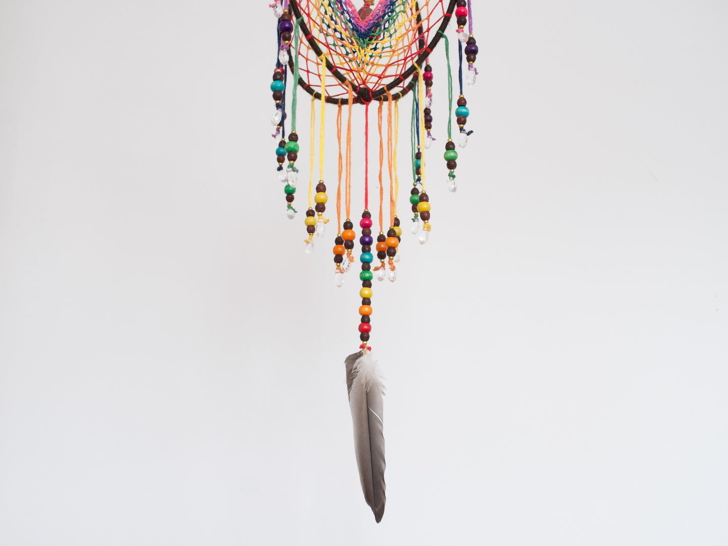 6" Smoky Quartz Earthy Rainbow 3D Dreamcatcher Mobile / Crystal Flower of Life Double Dream Catcher