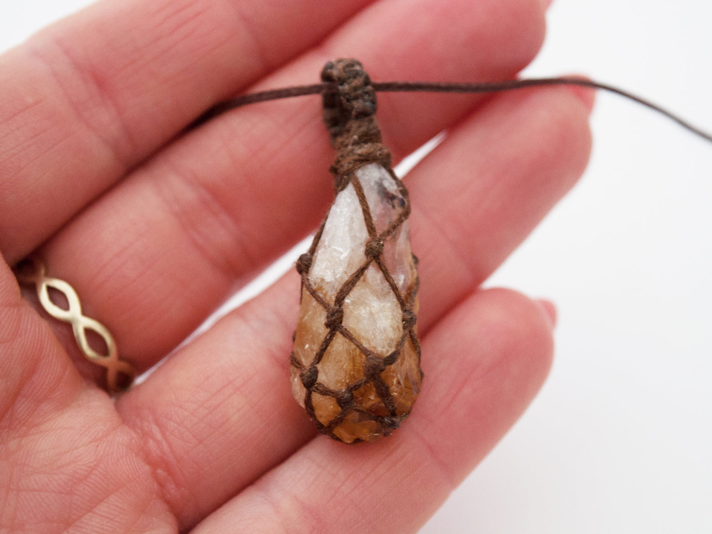 MADE TO ORDER: Your Choice of Crystal Pendant Macrame Wrap Necklace - Knotted in Cotton on Adjustable Length Chord