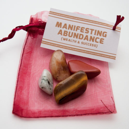 Manifesting Abundance Crystal Set / Meditation Gemstones in Gift Bag with Tag