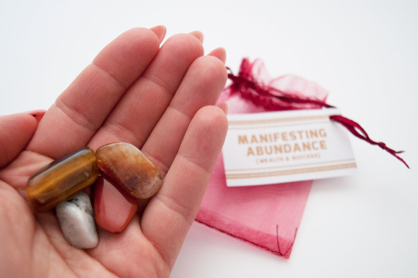 Manifesting Abundance Crystal Set / Meditation Gemstones in Gift Bag with Tag