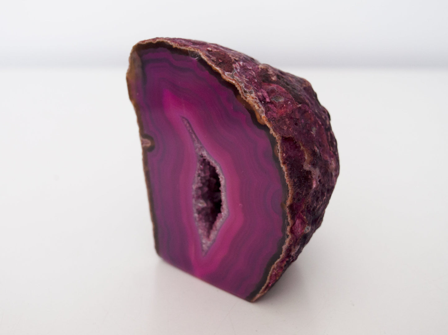 Bright Pink Agate Half Geode, 0.7kg