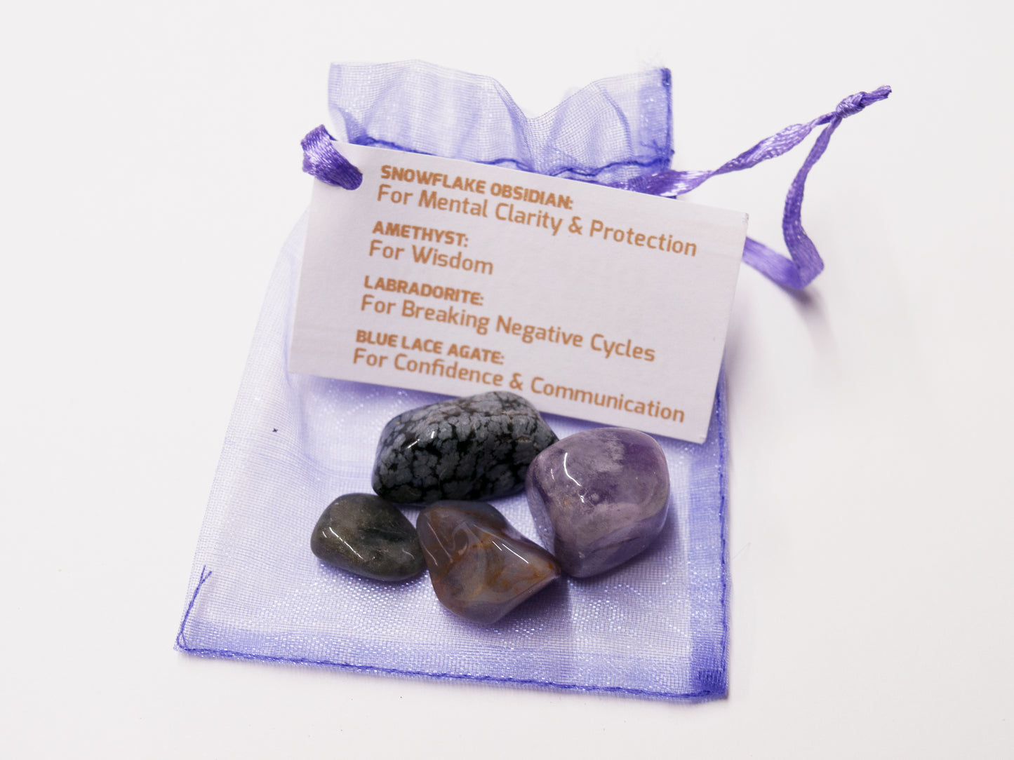 Dispelling Negativity Crystal Set / Stress, Anxiety, Depression / Meditation Gemstone Set in Gift Bag with Tag