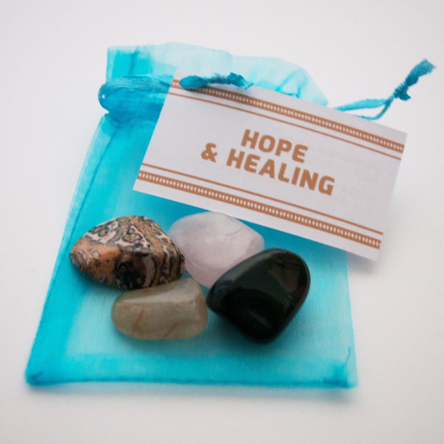 Hope & Healing Crystal Set / Meditation Gemstone Set in Gift Bag with Tag