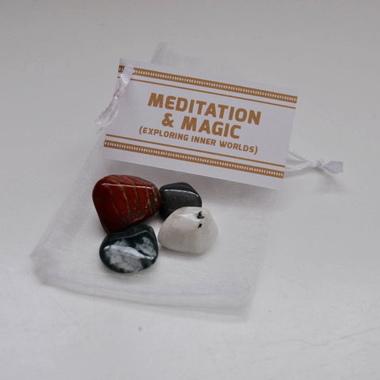 Meditation & Magic Crystal Set / Meditation Gemstone Set in Gift Bag with Tag / Inner Peace, Spiritual Awakening, Awareness