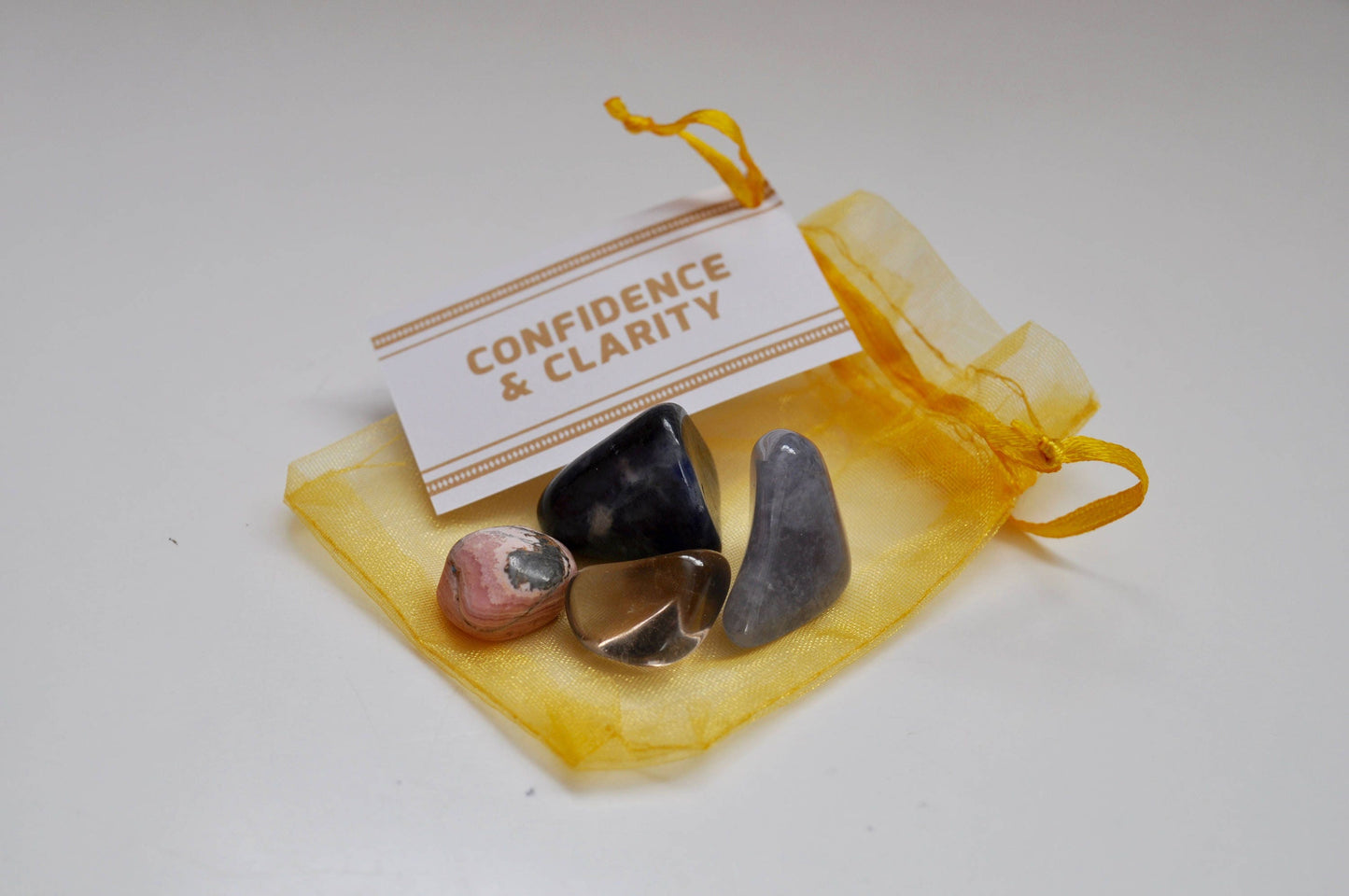 Confidence & Clarity Crystal Set / Meditation Gemstone Set in Gift Bag with Tag / Clear Communication, Anxiety Stones