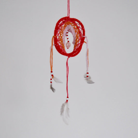 Mini 3D Dream Catcher / Rose Quartz Dreamcatcher