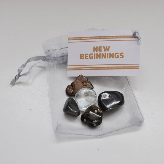 New Beginnings Crystal Set / Meditation Gemstone Set in Gift Bag with Tag / Moving House, New Job, Graduation, New Parents