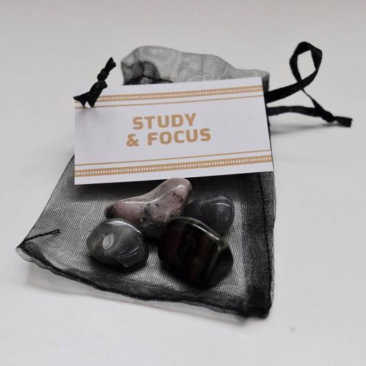 Study & Focus Crystal Set / Meditation Gemstone Set in Gift Bag with Tag