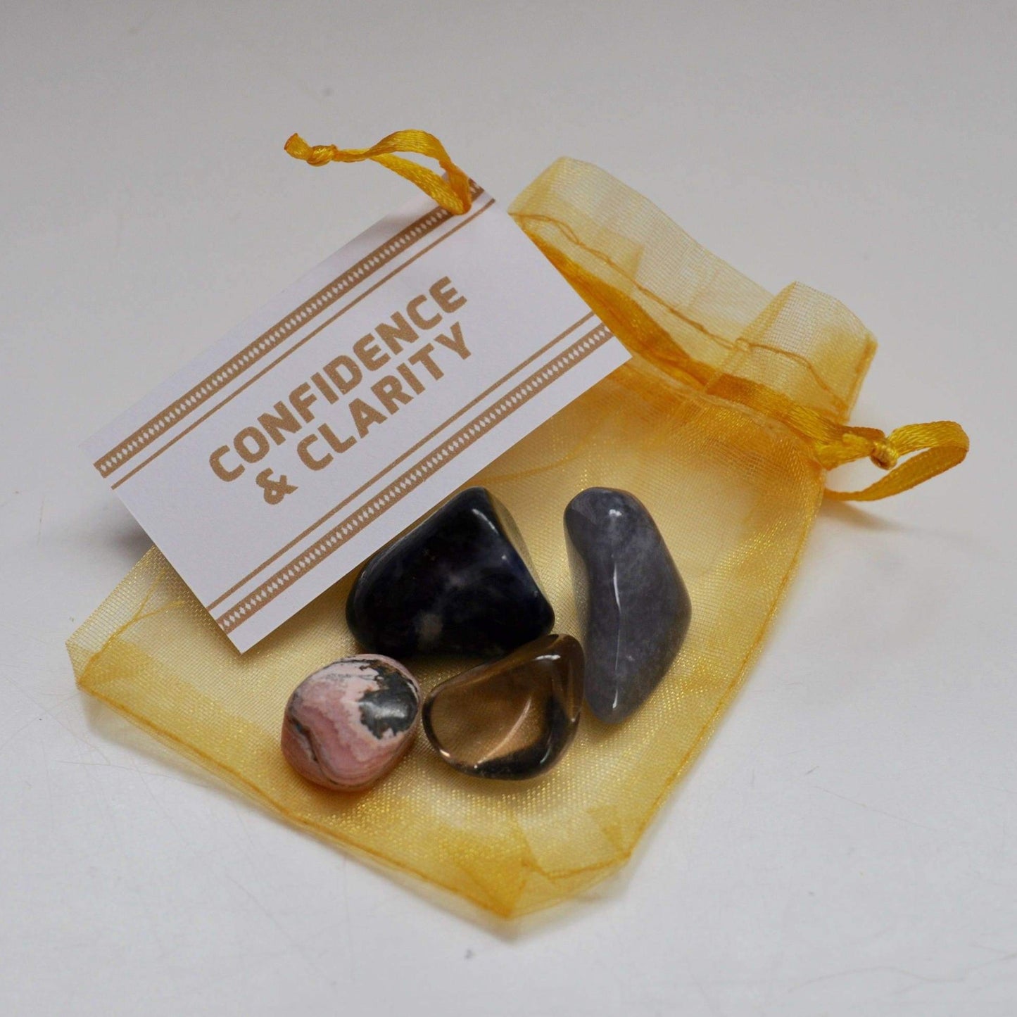 Confidence & Clarity Crystal Set / Meditation Gemstone Set in Gift Bag with Tag / Clear Communication, Anxiety Stones