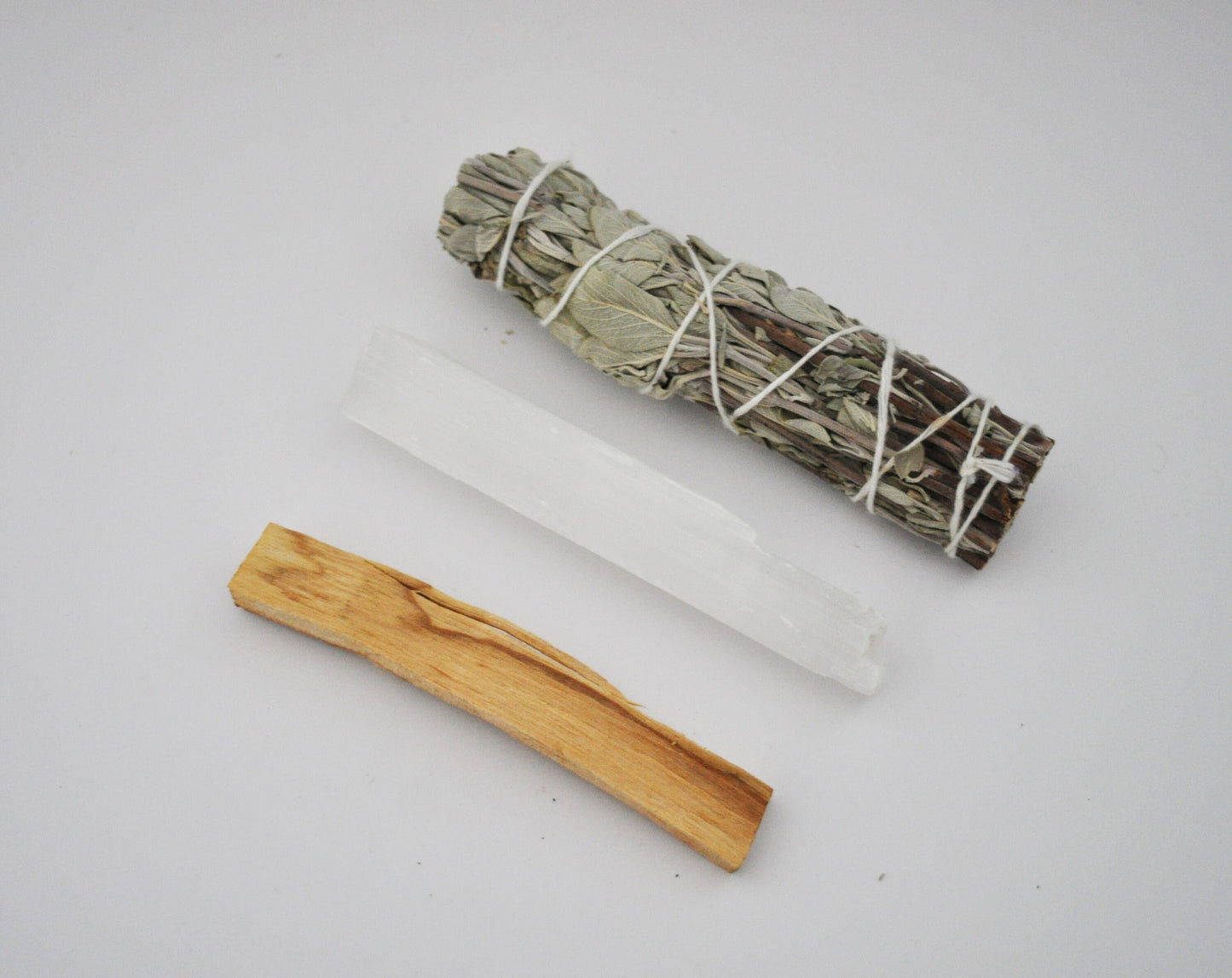 Energy Cleansing Kit / Sage Smudge Stick, Palo Santo, Selenite Wand