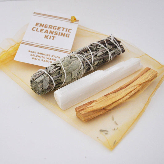 Energy Cleansing Kit / Sage Smudge Stick, Palo Santo, Selenite Wand