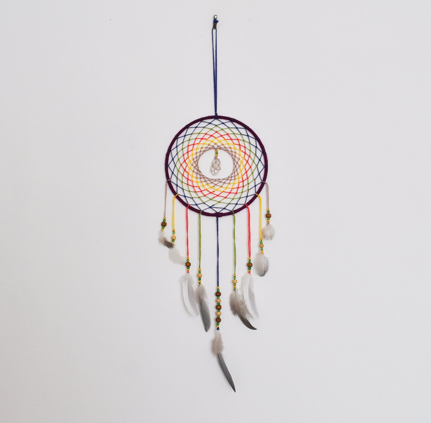 6" Clear Quartz Multicolour Dreamcatcher Wall Hanging