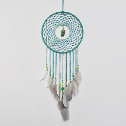 6" Turquoise Dreamcatcher with Emerald Crystal Centre