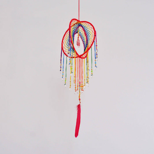 6" Rainbow Clear Quartz 3D Dreamcatcher / Crystal Point Dream Catcher Mobile