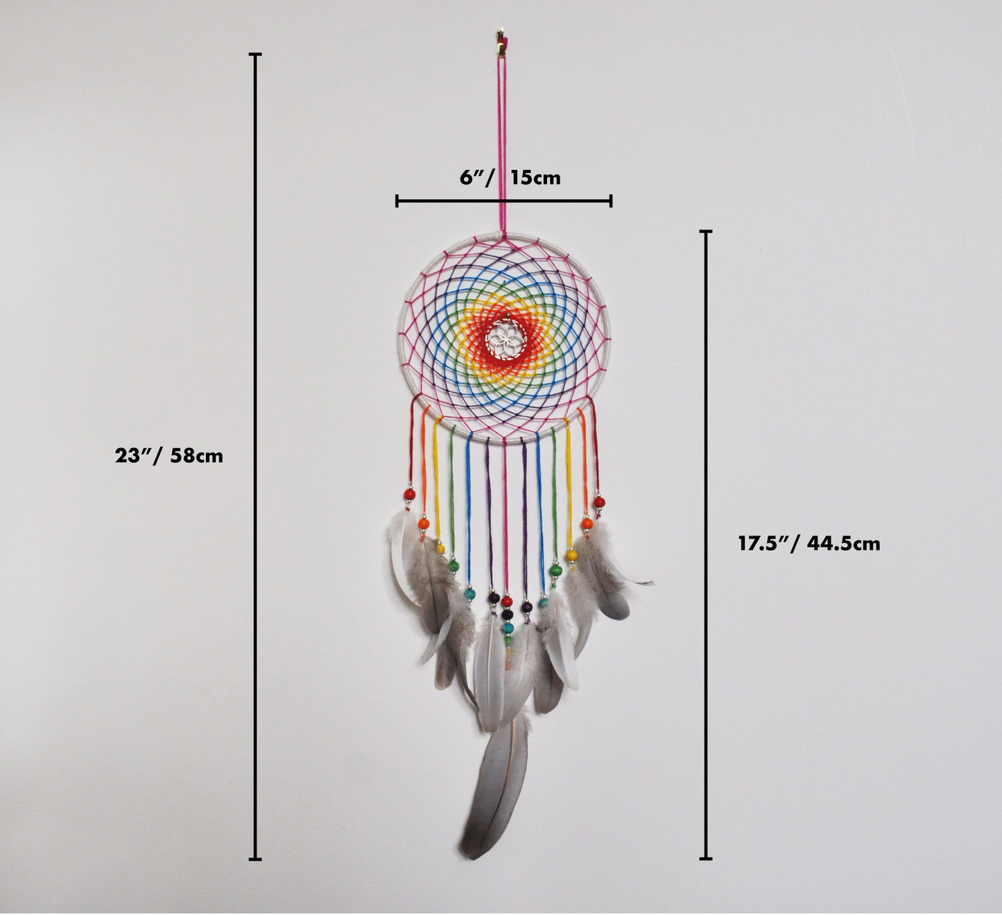 6" Rainbow Seed of Life Dreamcatcher / Sacred Geometry Wall Hanging